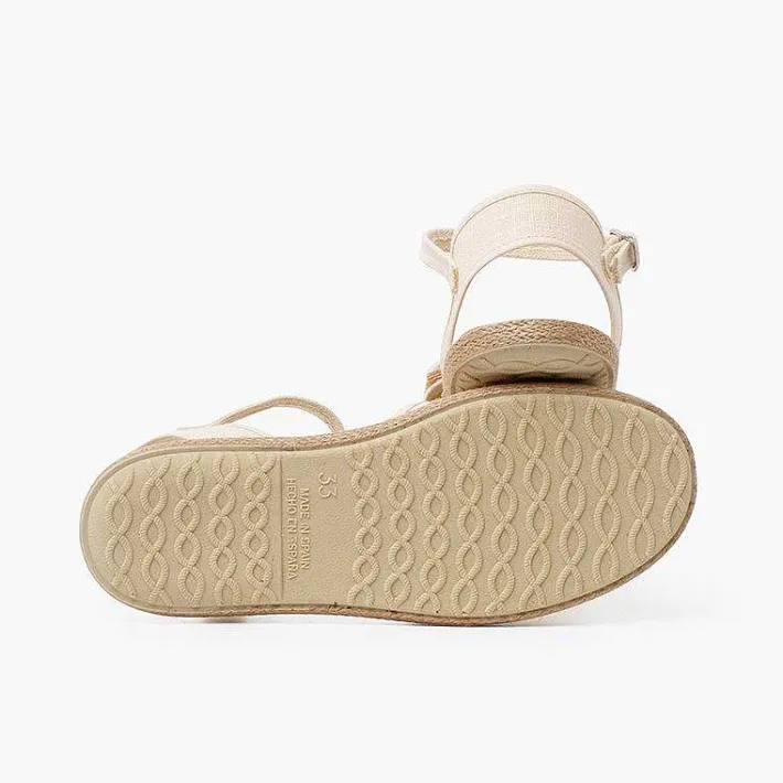 Zapatos Comunión<Pisamonas Alpargatas Ceremonia Lino Con Lazo Rustico