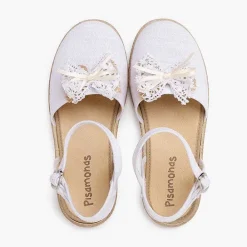 Zapatos Comunión<Pisamonas Alpargatas Ceremonia Lino Con Lazo Rustico