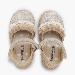 Zapatos Comunión<Pisamonas Alpargatas Lino Puntillas Tira Adherente