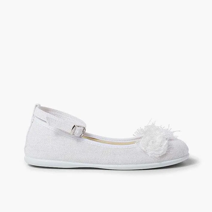 Zapatos Comunión<Pisamonas Bailarina Lino Pulsera Con Flor