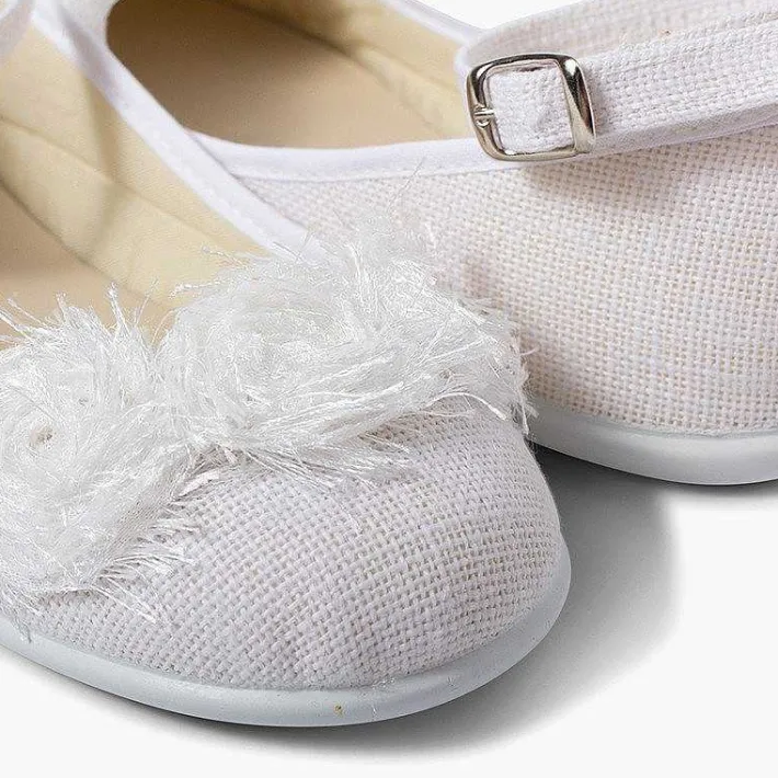 Zapatos Comunión<Pisamonas Bailarina Lino Pulsera Con Flor