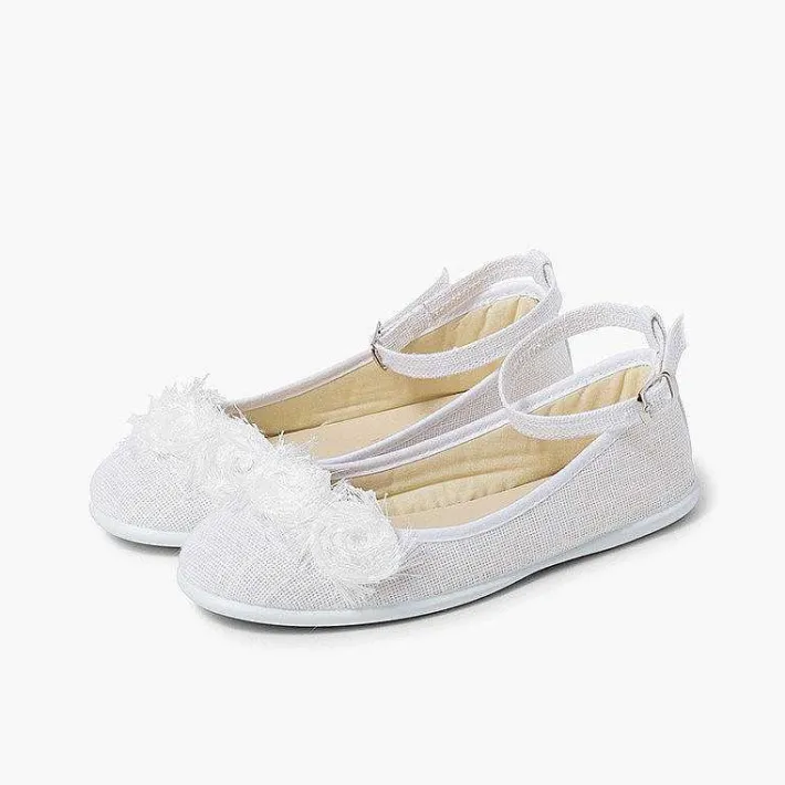 Zapatos Comunión<Pisamonas Bailarina Lino Pulsera Con Flor