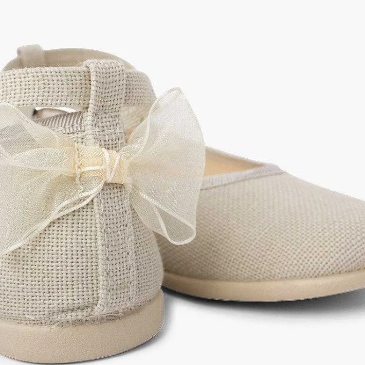 Zapatos Comunión<Pisamonas Bailarina Lino Pulsera Lazo Trasero Organza