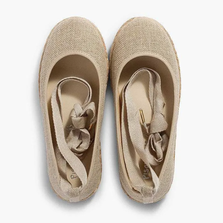Bailarinas<Pisamonas Bailarina Niña Lino Con Cintas Y Yute