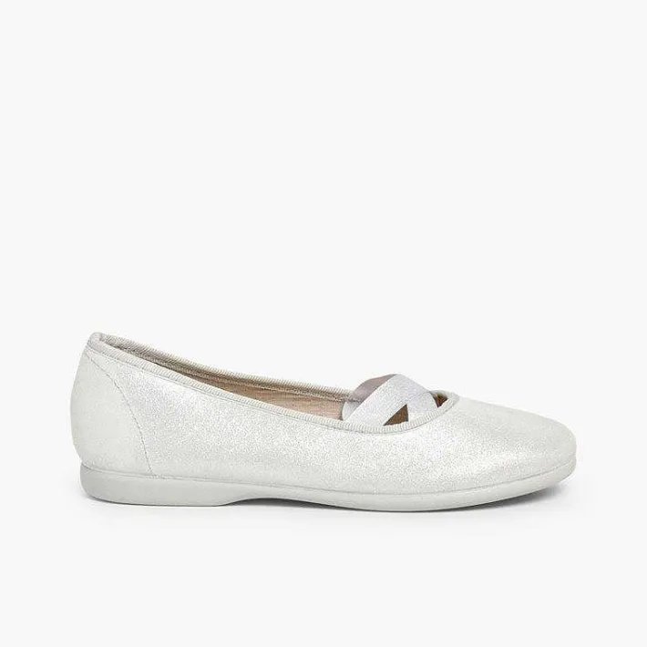 Zapatos Comunión<Pisamonas Bailarinas Niña Estilo Ballet Con Acabado Brillo