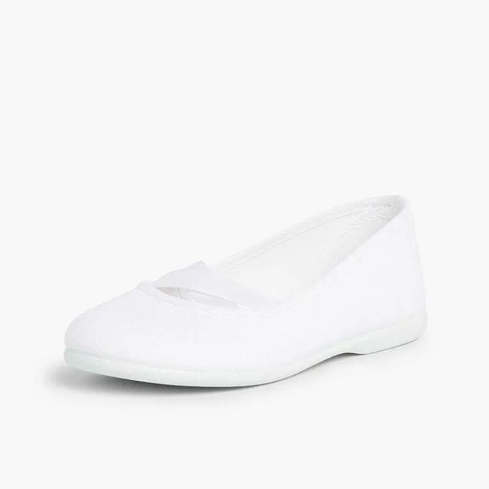 Zapatos Comunión<Pisamonas Bailarinas Niña Lona Cinta Cruzada Tipo Ballet