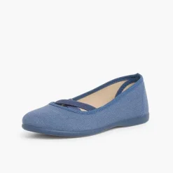 Zapatos Comunión<Pisamonas Bailarinas Niña Lona Cinta Cruzada Tipo Ballet
