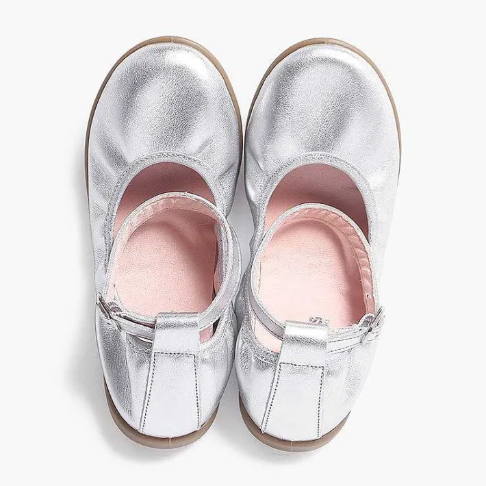 Zapatos Comunión<Pisamonas Bailarinas Piel Elastico Cierre Pulsera