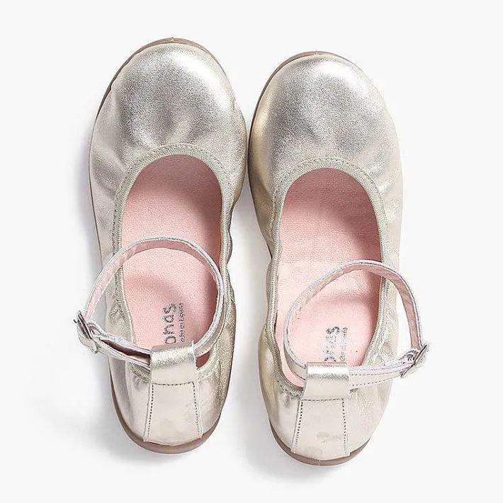 Zapatos Comunión<Pisamonas Bailarinas Piel Elastico Cierre Pulsera