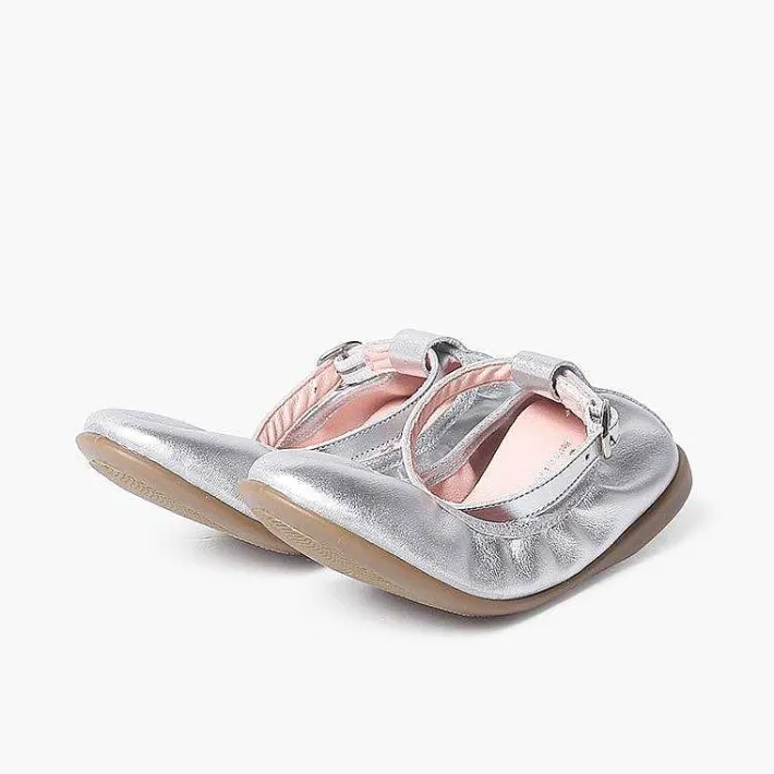 Zapatos Comunión<Pisamonas Bailarinas Piel Elastico Cierre Pulsera