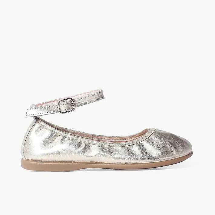 Zapatos Comunión<Pisamonas Bailarinas Piel Elastico Cierre Pulsera
