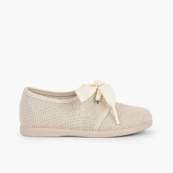 Zapatos Comunión<Pisamonas Blucher Lino Ceremonia Niños Pequenos Lazo
