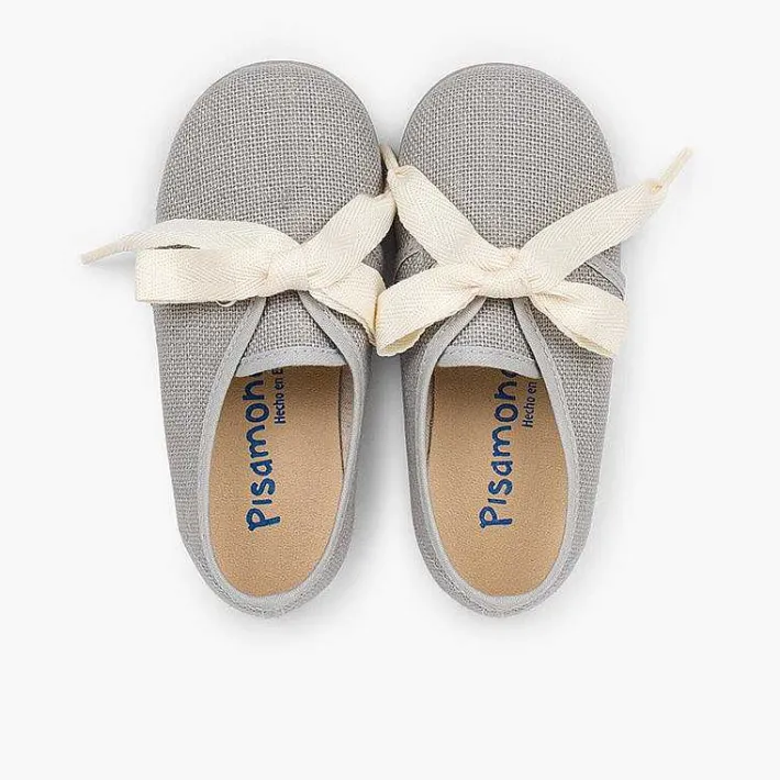 Zapatos Comunión<Pisamonas Blucher Lino Ceremonia Niños Pequenos Lazo