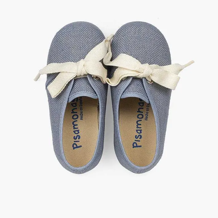 Zapatos Comunión<Pisamonas Blucher Lino Ceremonia Niños Pequenos Lazo