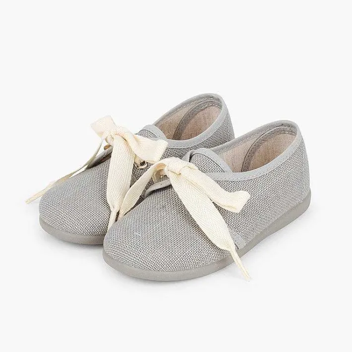 Zapatos Comunión<Pisamonas Blucher Lino Ceremonia Niños Pequenos Lazo