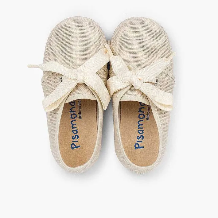 Zapatos Comunión<Pisamonas Blucher Lino Ceremonia Niños Pequenos Lazo