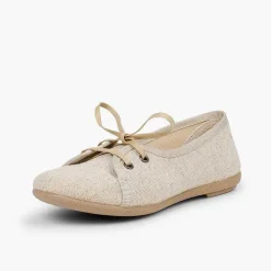 Zapatos Comunión<Pisamonas Blucher Niña Lino Tipo Salon