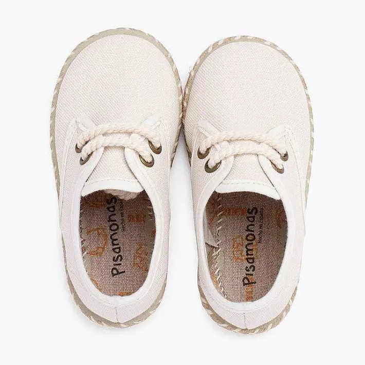Zapatos Comunión<Pisamonas Blucher Niño Lona Suela Yute Bicolor