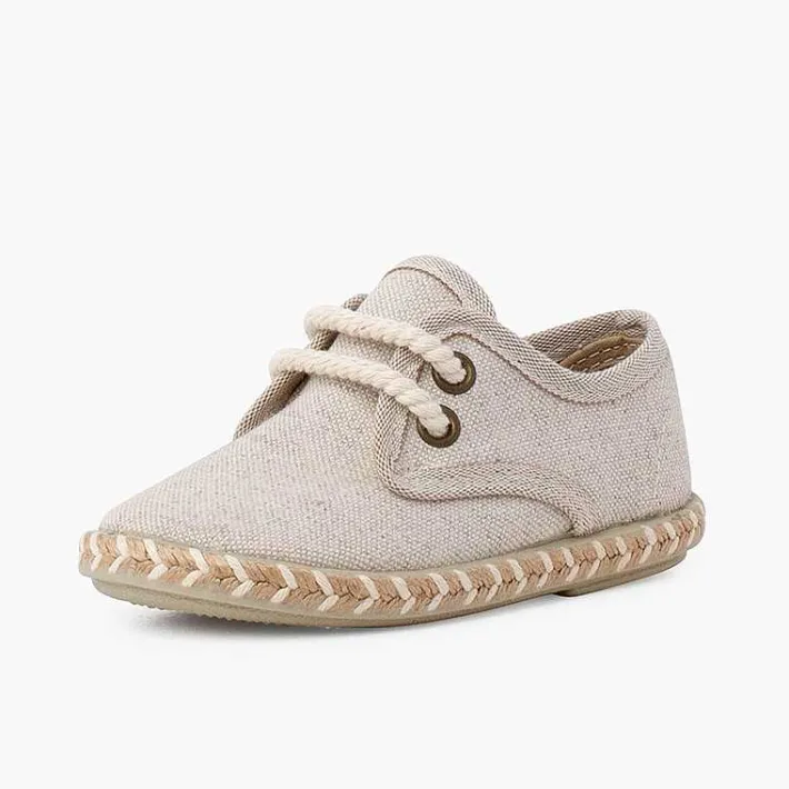 Zapatos Comunión<Pisamonas Blucher Niño Lona Suela Yute Bicolor