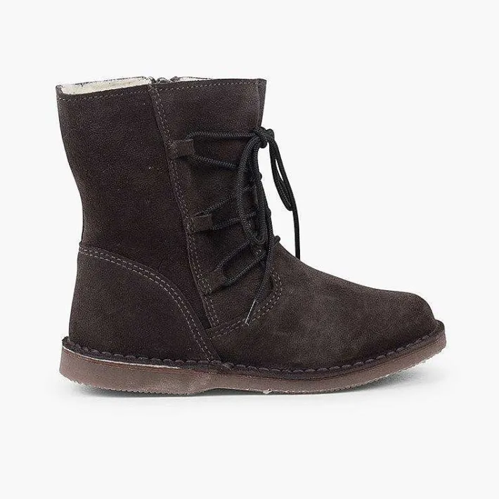 Botas<Pisamonas Botas Borreguito Niña Cordones Cruzados Cremallera
