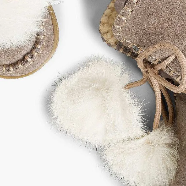 Botas<Pisamonas Botas Con Pompones Serraje Niña