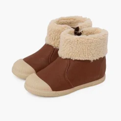 Botas<Pisamonas Botas Cuero Vegano Cremallera Color Marron