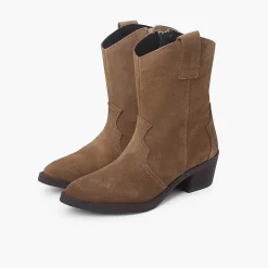 Botas<Pisamonas Botas Estilo Country Serraje Color Arena