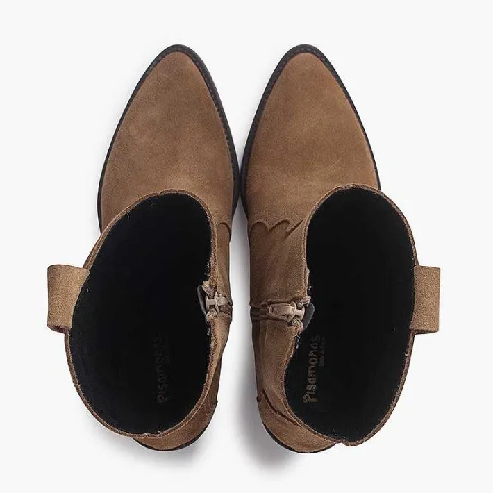 Botas<Pisamonas Botas Estilo Country Serraje Color Arena