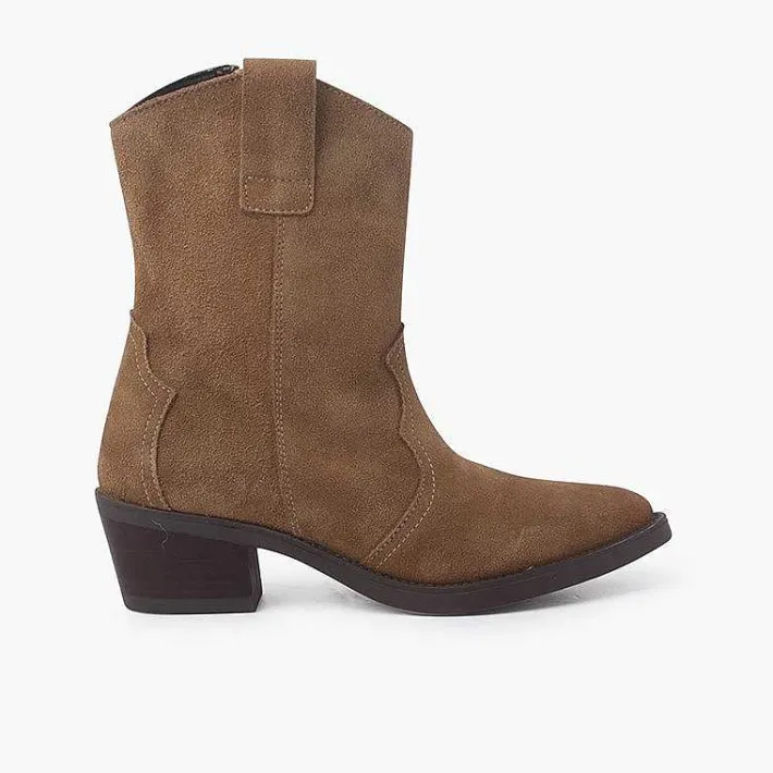 Botas<Pisamonas Botas Estilo Country Serraje Color Arena