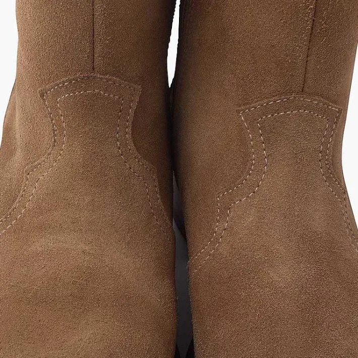 Botas<Pisamonas Botas Estilo Country Serraje Color Arena
