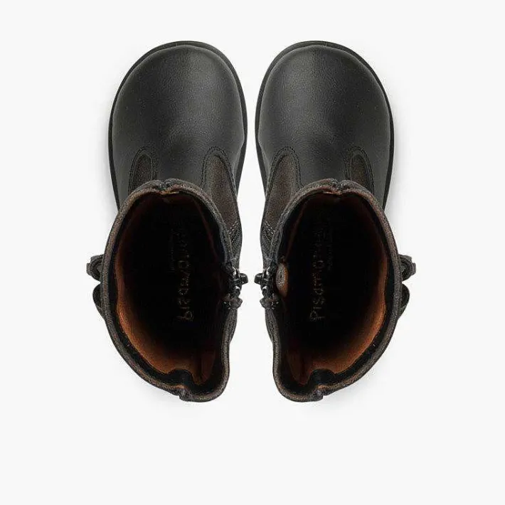Botas<Pisamonas Botas Niña Piel Y Serraje Borlas