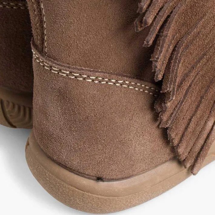 Botas<Pisamonas Botas Niñas Serraje Con Flecos Color Topo