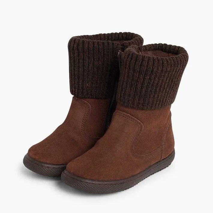Botas<Pisamonas Botas Serraje Y Cuello En Lana Jaspeada