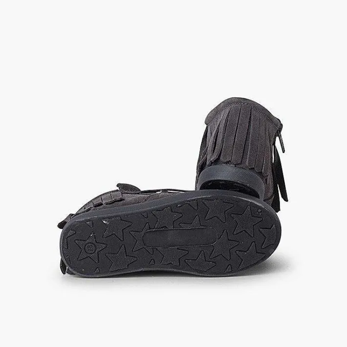 Botas<Pisamonas Botin Serraje Flecos Cremallera Lateral