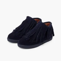 Botas<Pisamonas Botin Serraje Flecos Cremallera Lateral