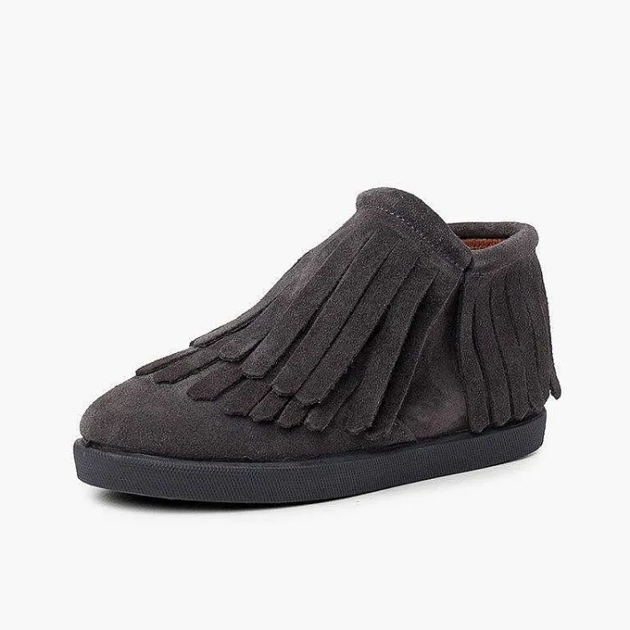 Botas<Pisamonas Botin Serraje Flecos Cremallera Lateral