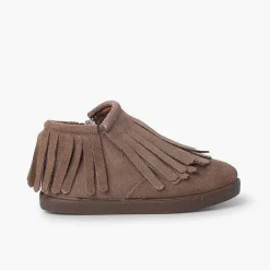Botas<Pisamonas Botin Serraje Flecos Cremallera Lateral