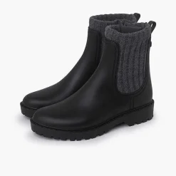 Botas De Agua<Pisamonas Botines Goma Y Lana Jaspeada Track Color Negro-Gris
