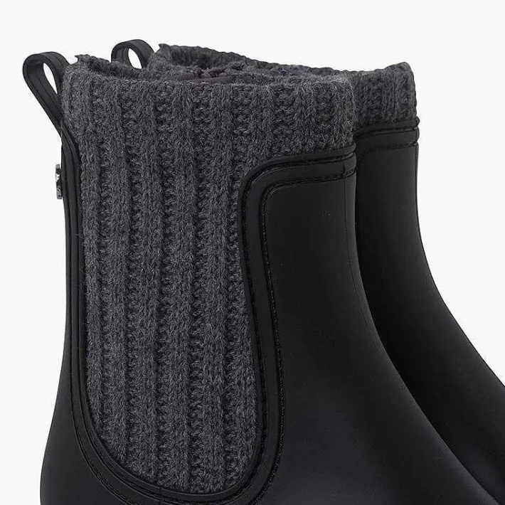 Botas De Agua<Pisamonas Botines Goma Y Lana Jaspeada Track Color Negro-Gris