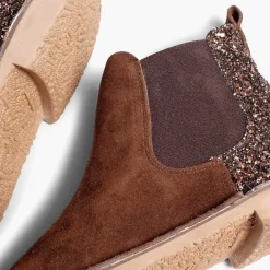 Botas<Pisamonas Botines Niña Serraje Con Talonera Glitter