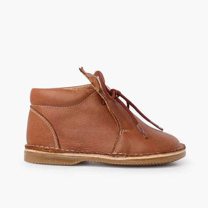 Botas<Pisamonas Botita Piel Cordones Cara Monito
