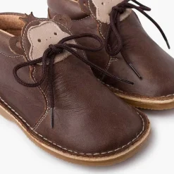 Botas<Pisamonas Botita Piel Cordones Cara Monito
