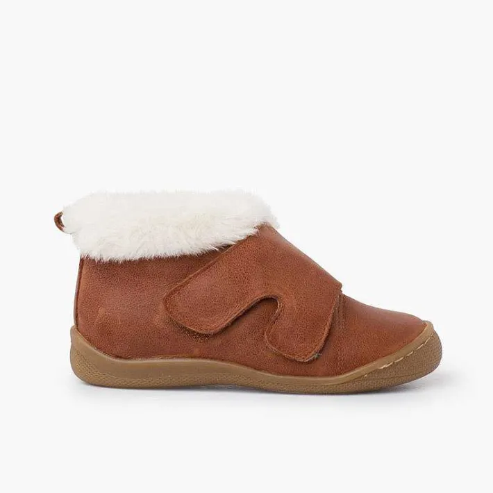 Botas<Pisamonas Botita Piel Cuello Pelo Tira Ancha