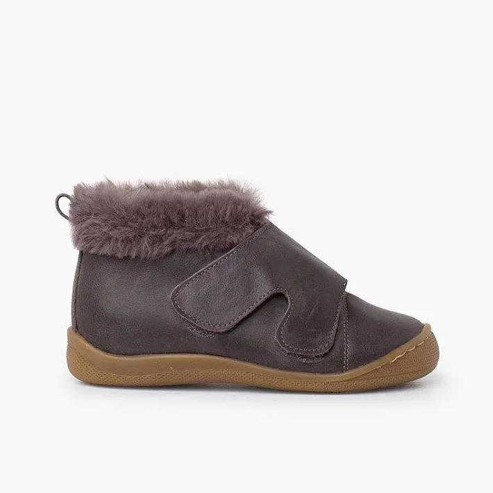 Botas<Pisamonas Botita Piel Cuello Pelo Tira Ancha