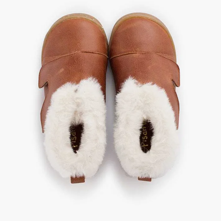 Botas<Pisamonas Botita Piel Cuello Pelo Tira Ancha