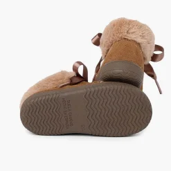 Botas<Pisamonas Botitas Niña Serraje Cuello Pelo Cordones Raso