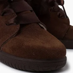 Botas<Pisamonas Botitas Niña Serraje Cuello Pelo Cordones Raso
