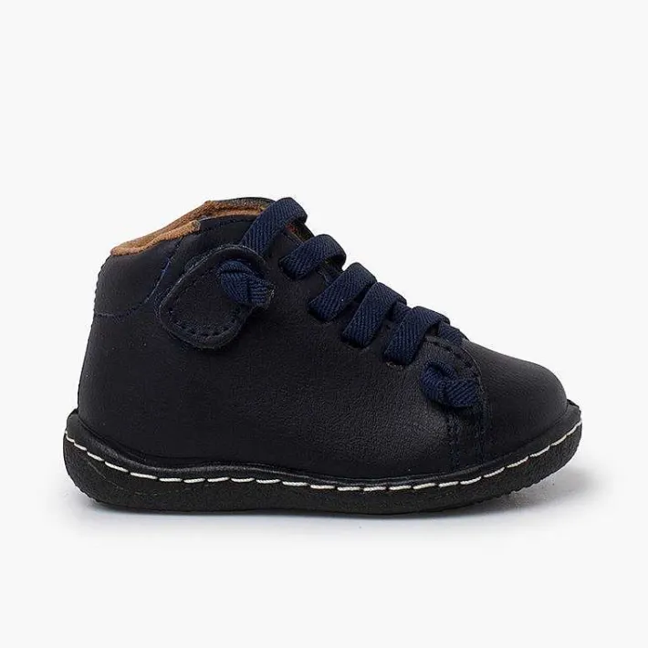 Botas<Pisamonas Botitas Piel Lavable Niños Cordones Elasticos