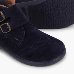 Botas<Pisamonas Botitas Piel Serraje Y Tira Adherente Adorno Hebillas