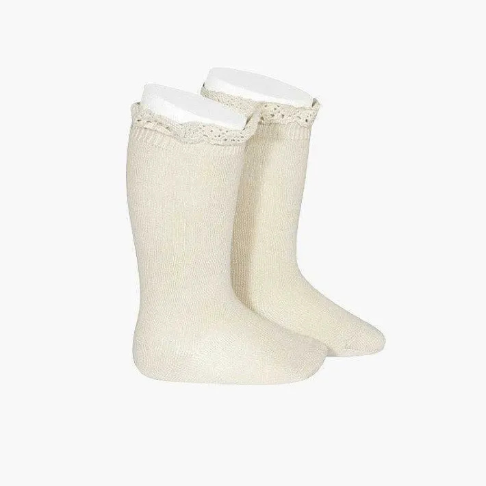 Leotardos Y Textil Condor<Pisamonas Calcetines Altos Con Puntilla